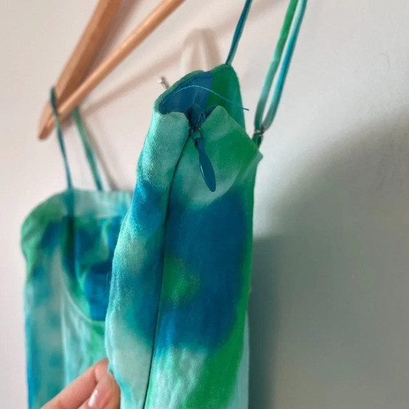 Zara Satin Effect Bustier Corset Bodysuit Blue Green Size Small Blogger Fave - Picture 12 of 15